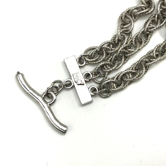 Vintage Style Silver Multi-Strand Twisted Chain Bracelet With Toggle Clasp - Picture 8 of 9